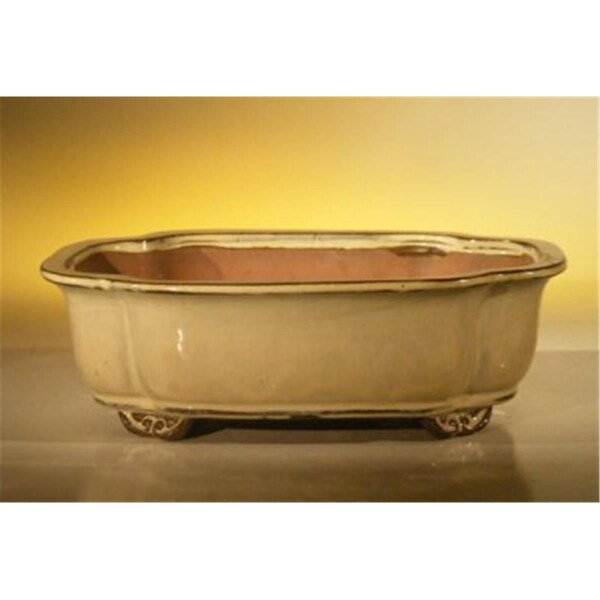 Paisaje 10 x 8 x 3.125 in. Ceramic Bonsai Pot, Beige - Rectangle - PA2529775