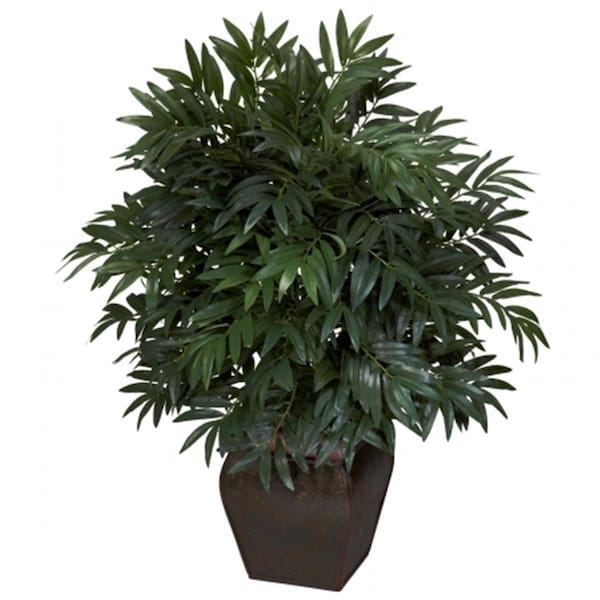 Nearly Natural Double Bamboo Palm with Decorative Planter Silk Plant - 6718