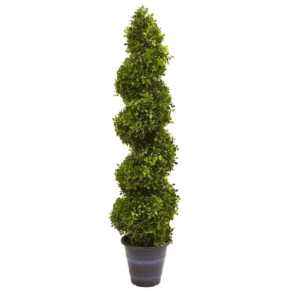 Nearly Natural Boxwood Spiral Topiary with Planter - 5475