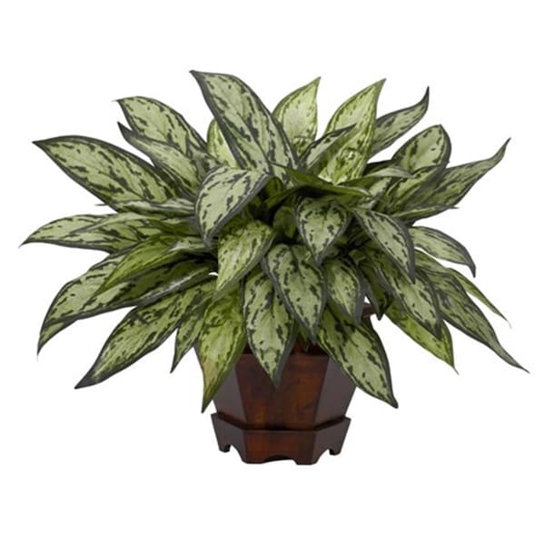 Nearly Natural Triple Silver Queen with Hexagon Vase Silk Plant - 6696