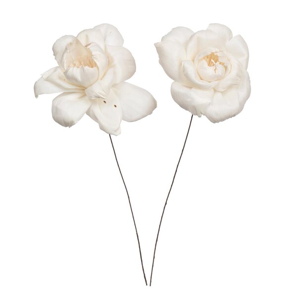 Vickerman 4 in. Rosette Sola Flower On Stem Artificial Flower, Natural, 12 in., 12PK - H7SFS036