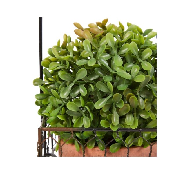 Hastings Home Set of 3 Faux Boxwood 9.5-inch Tall Topiary Arrangements in Decorative Metal, Indoor Home or Office - 718727DFM