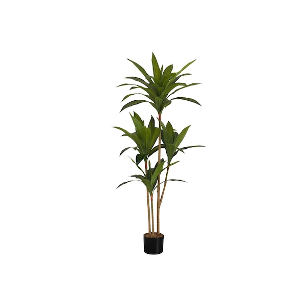 Monarch Specialties Artificial Plant, 51" Tall, Dracaena Tree, Indoor, Faux, Fake, Floor, Greenery, Potted, Real Touch - I 9543