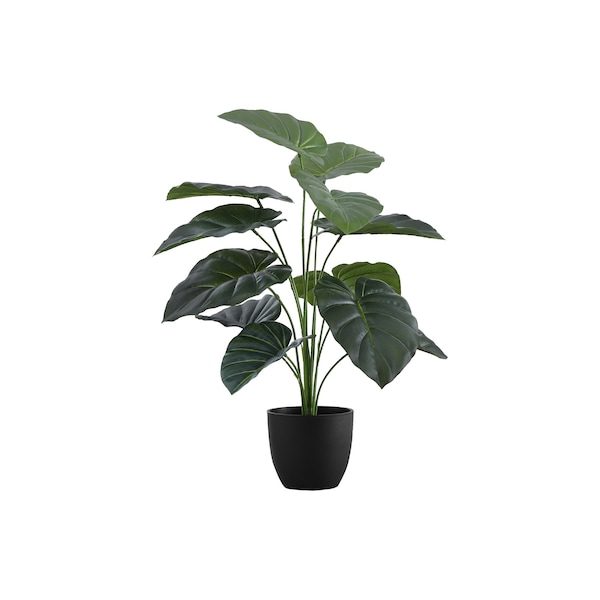 Monarch Specialties Artificial Plant, 24" Tall, Alocasia, Indoor, Faux, Fake, Table, Greenery, Potted, Real Touch - I 9578