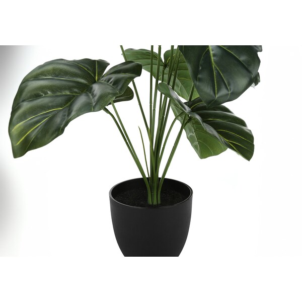 Monarch Specialties Artificial Plant, 24" Tall, Alocasia, Indoor, Faux, Fake, Table, Greenery, Potted, Real Touch - I 9578