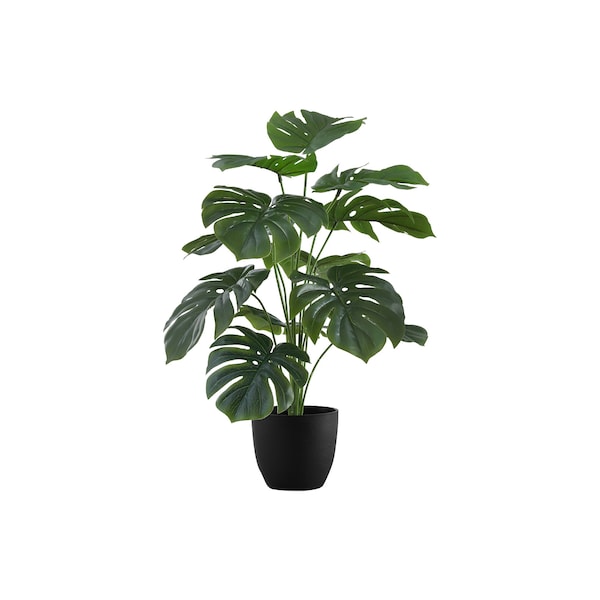 Monarch Specialties Artificial Plant, 24" Tall, Monstera, Indoor, Faux, Fake, Table, Greenery, Potted, Real Touch - I 9576