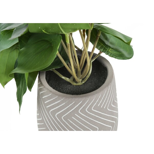 Monarch Specialties Artificial Plant, 8" Tall, Alocasia, Indoor, Faux, Fake, Table, Greenery, Potted, Set Of 2 - I 9582