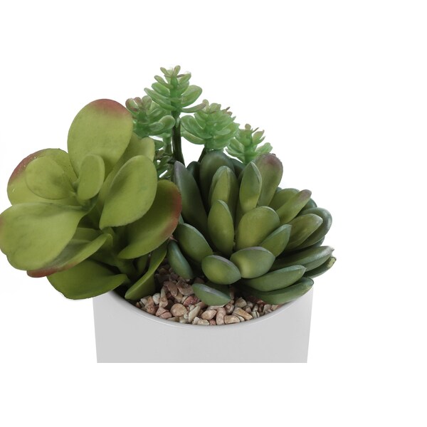 Monarch Specialties Artificial Plant 7" Tall Succulent, Indoor, Faux, Fake, Table, Greenery, Potted Set Of 2, Decorative - I 9588