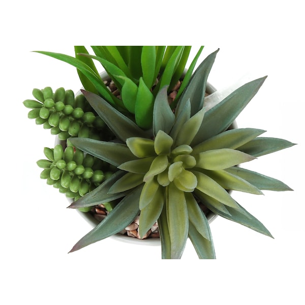 Monarch Specialties Artificial Plant 7" Tall Succulent, Indoor, Faux, Fake, Table, Greenery, Potted Set Of 2, Decorative - I 9588