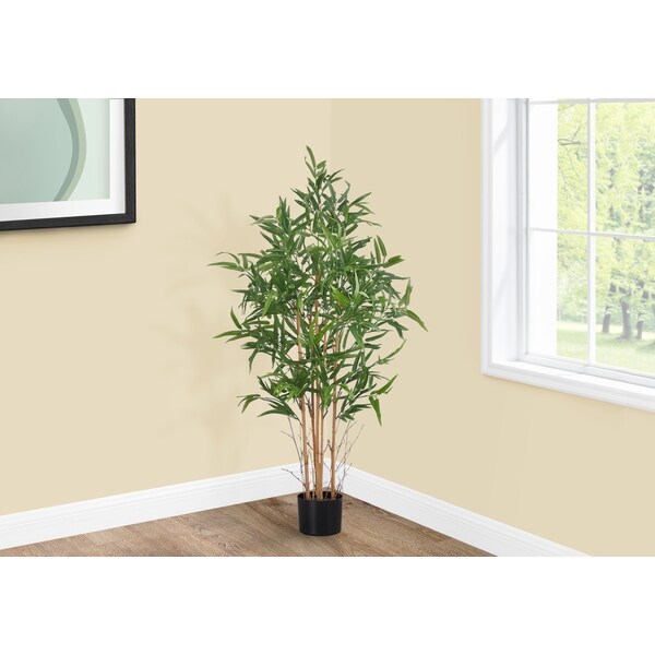 Monarch Specialties Artificial Plant, 50" Tall, Bamboo Tree, Indoor, Faux, Fake, Floor, Greenery, Potted, Decorative - I 9563
