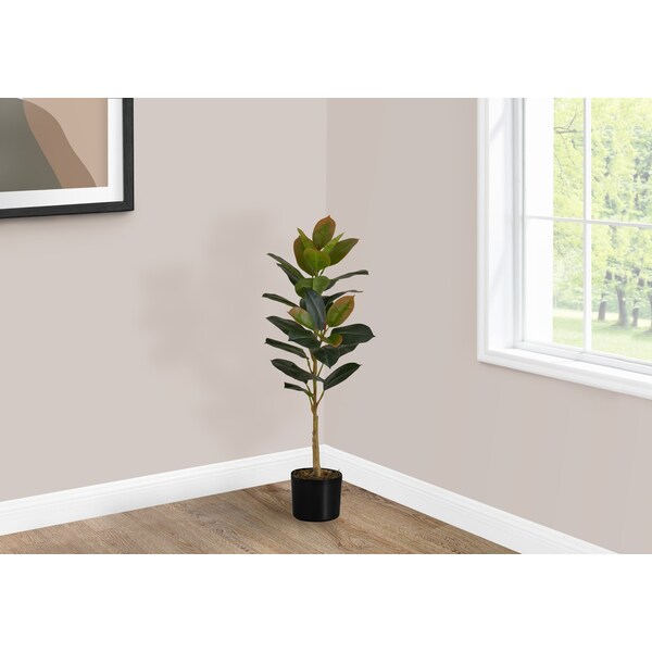 Monarch Specialties Artificial Plant, 40" Tall, Rubber Tree, Indoor, Faux, Fake, Floor, Greenery, Potted, Real Touch - I 9547