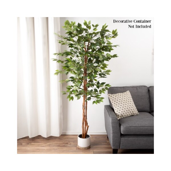 Nature Spring Artificial Ficus Tree 80-Inch Potted Silk for Home or Office Decoration, Indoor Faux Plant - 852267SFU