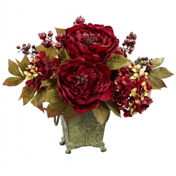Nearly Natural Peony and Hydrangea Silk Flower Arrangement - 4928