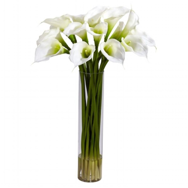Nearly Natural Calla Lilly with Cylinder Silk Flower Arrangement - 1251-CR