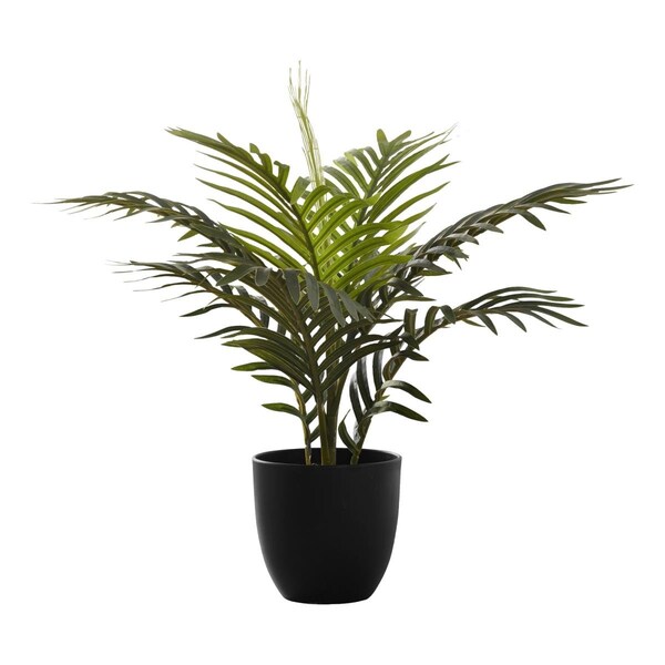 Heat Wave 20 in. Decorative Green Leaves Artificial Plant, Black Pot - HE3593954
