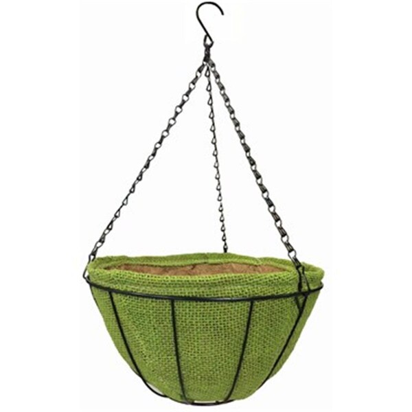 Gardener Select 14 in. Jute Hanging Basket with Coco Liner, Green - GSALDJ214