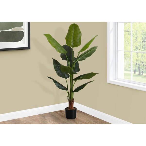 Monarch Specialties Artificial Plant, 59" Tall, Strelitzia Tree, Indoor, Faux, Fake, Floor, Greenery, Potted, Real Touch - I 9545