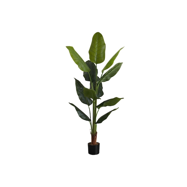 Monarch Specialties Artificial Plant, 59" Tall, Strelitzia Tree, Indoor, Faux, Fake, Floor, Greenery, Potted, Real Touch - I 9545