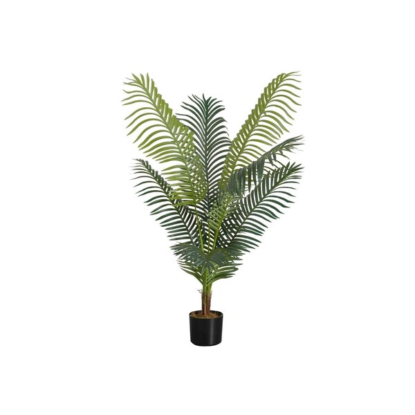 Heat Wave 47 in. Decorative Green Leaves Artificial Plant, Black Pot - HE3598952
