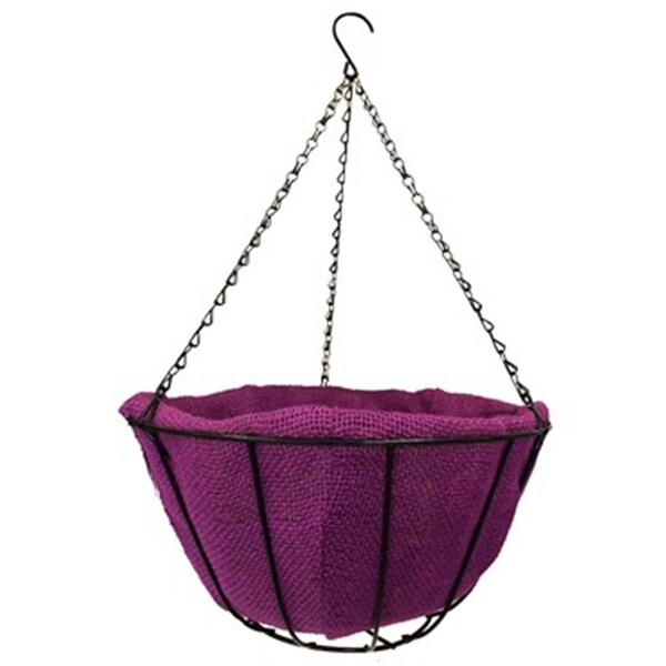 Gardener Select 14 in. Jute Hanging Basket with Coco Liner, Lavender - GSALDJ314