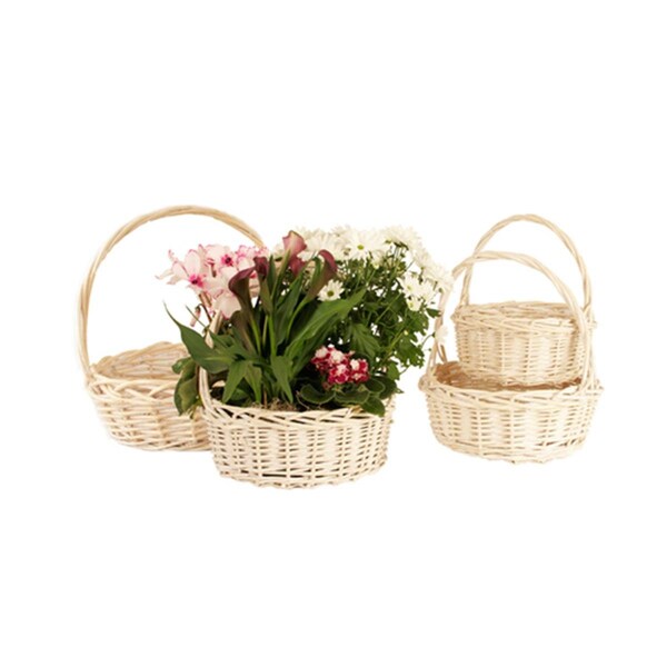 Palacedesigns Set Of 4 Whitewash Willow Baskets - PA2487439