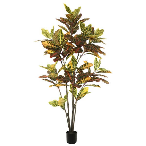 Vickerman 5 ft. Potted Cronton Tree with 104 Leaves - Green - TB170660
