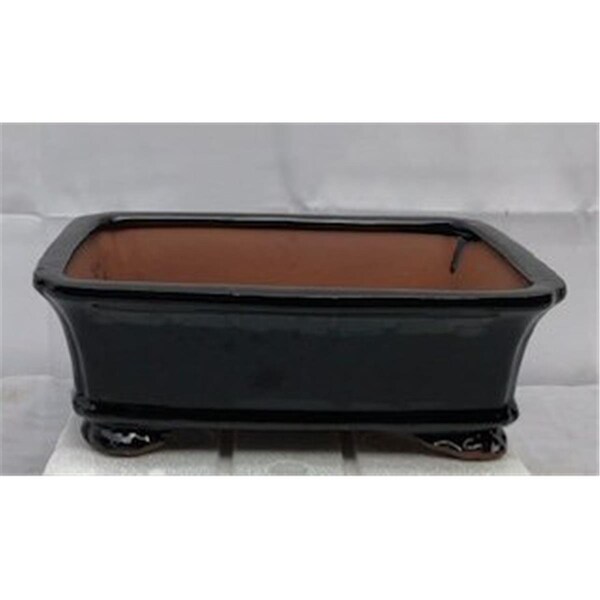 Paisaje 10.25 x 8 x 3.5 in. Ceramic Bonsai Pot, Black - Rectangle - PA2202890