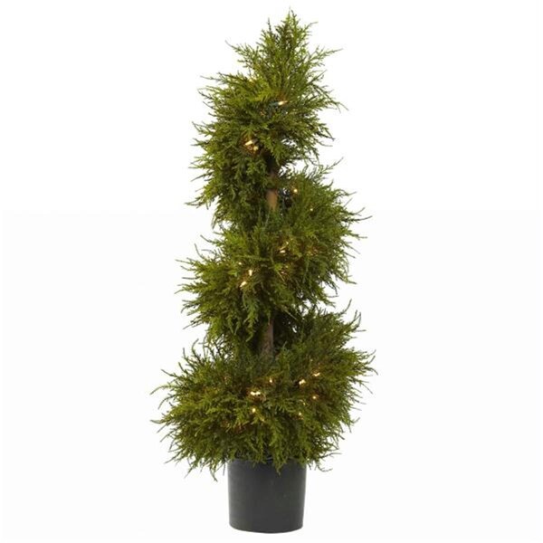 Nearly Natural 43 and rdquo; Cedar Spiral Topiary with Lights - 5915