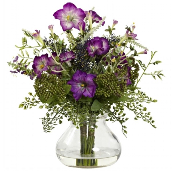 Nearly Natural Mixed Morning Glory With Vase - 1376