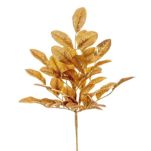 Dare2Decor 25 in. Apple Leaf Glitter Bush - Gold - Pack of 2 - DA3267840