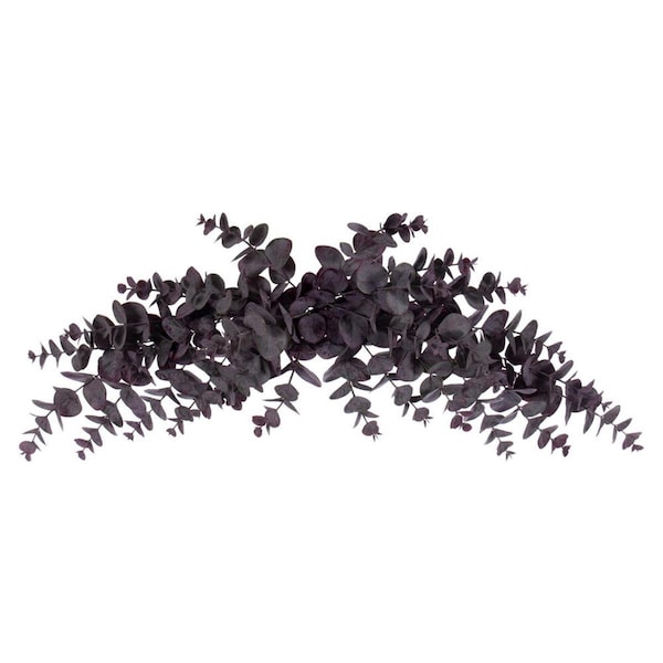 Vickerman 32 in. Spiral Euclypts Crescent Swag Artificial Flower Leaf, Burgundy - FK234858
