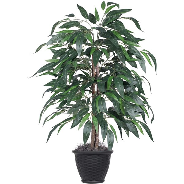 Dare2Decor 4 ft. Mango Bush Artificial-Plants in Grey Plastic Pot, Green - DA3254997