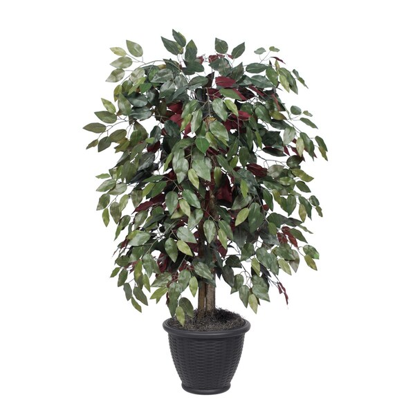 Dare2Decor 4 ft. Artificial Capensia Bush in Gray Plastic Pot, Green & Red - DA3252357