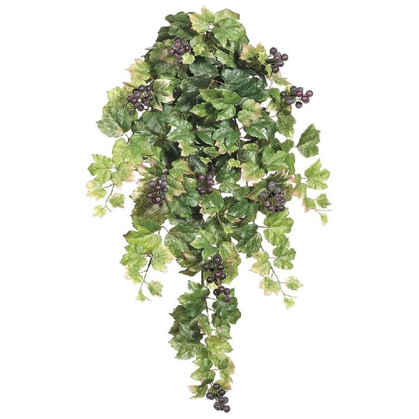 Allstate 30 Inch Grape Leaf Hanging Bush x9 with Grapes, 6PK - PBW916-GR