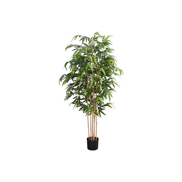 Monarch Specialties Artificial Plant, 83'' Tall, Bamboo Tree, Indoor, Real Touch, Green Leaves, Black Pot - I 9592