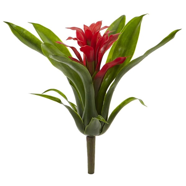 Nearly Natural 10 in. Bromeliad Artificial Flower, Red, 6PK - 2237-S6-RD