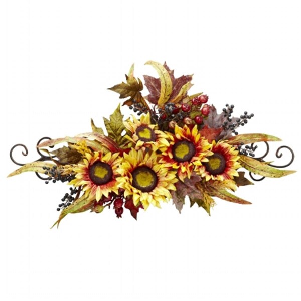 Nearly Natural Sunflower Swag with Metal Frame - 4932