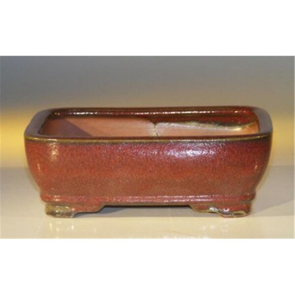 Paisaje 7 x 5.5 x 2.375 in. Ceramic Bonsai Pot, Parisian Red - Rectangle - PA2529751