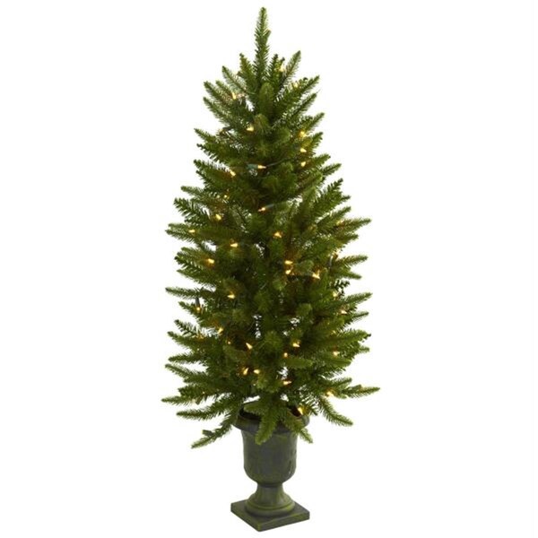 Nearly Natural 4 ft. Christmas Tree with Urn and Clear Lights - 5369