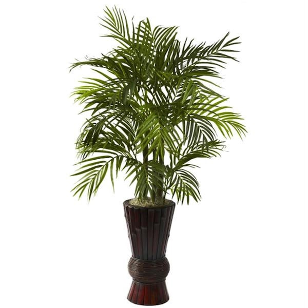 Nearly Natural 4 and rsquo; Areca with Bamboo Planter - 6723