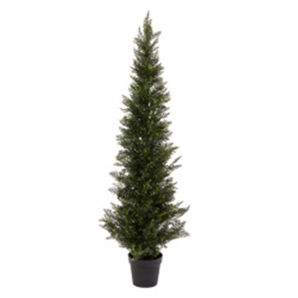 Perfectpillows 5 ft. Tall Artificial Cedar Topiary Trees Potted Indoor/Outdoor UV Protection Plastic Tree in Pot - PE2064007