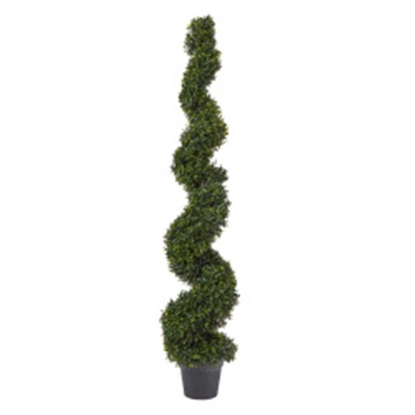 Perfectpillows 5 ft. Faux Boxwood Realistic & Lifelike Plastic Spiral Topiary Arrangement & Weighted Pot - PE2030640