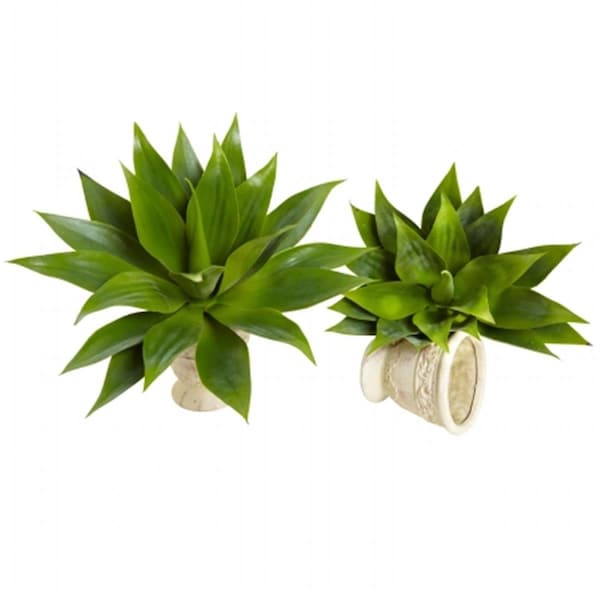 Nearly Natural 17 in. Agave Succulent Plant - Set of 2, 2PK - 6109-S2