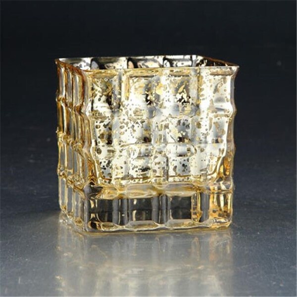 Friends Are Forever 4 x 4 x 4 in. Square Glass Candle Holder; Gold - FR1328062