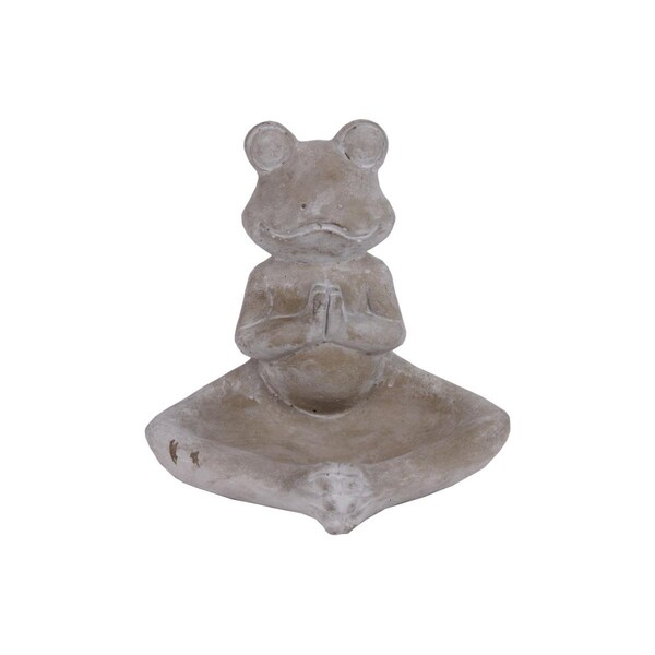 Urban Trends Collection Urban Trends Collection 54600 Cement Meditating Frog Figurine in Namaskara Position with Candle Holder; Concrete Finish - Gray - 54600
