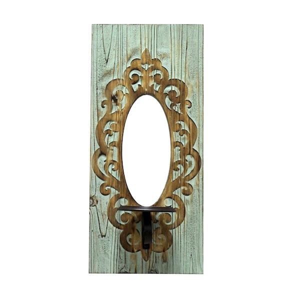 Maquina 22 in. Wall Mirror with Candle Holder, Grey - MA2999415