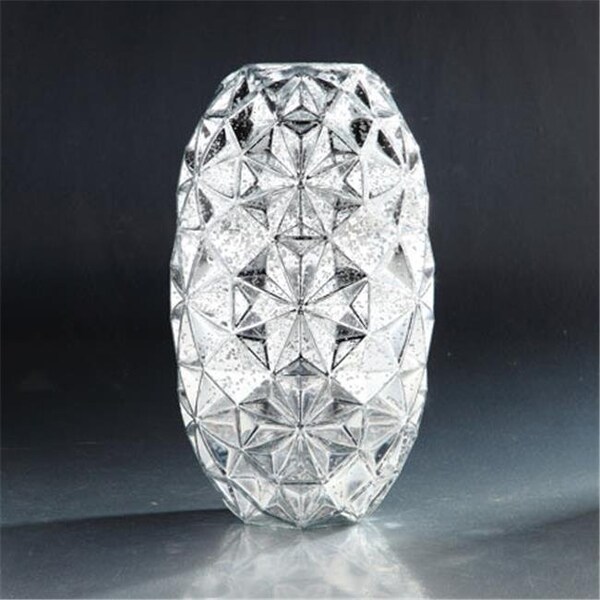 Diamond Star Diamond Star 57181 13.5 x 8 in. Glass Candle Holder; Silver - 57181