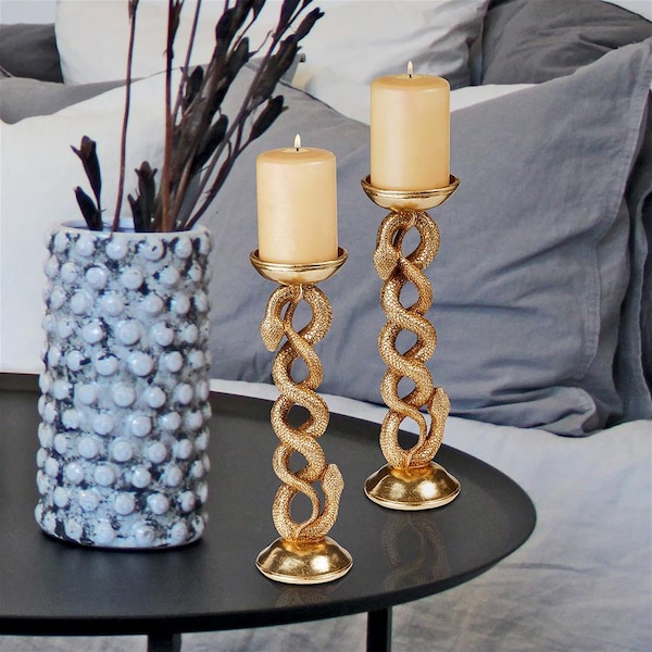 Design Toscano Egyptian Golden Snake Goddess Candlesticks, PK 2 - QL70109