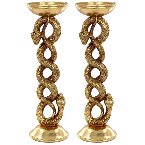 Design Toscano Egyptian Golden Snake Goddess Candlesticks, PK 2 - QL70109
