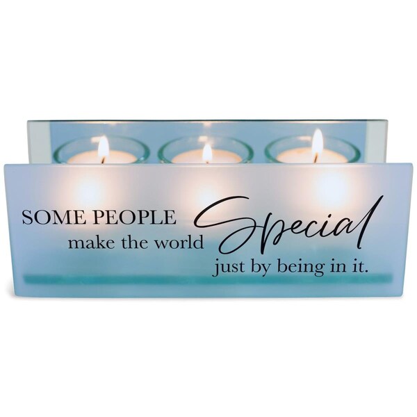 Dicksons Unisex Some People Make The World Tealight Candle Holder, Blue - One Size - MCHPRT06BL